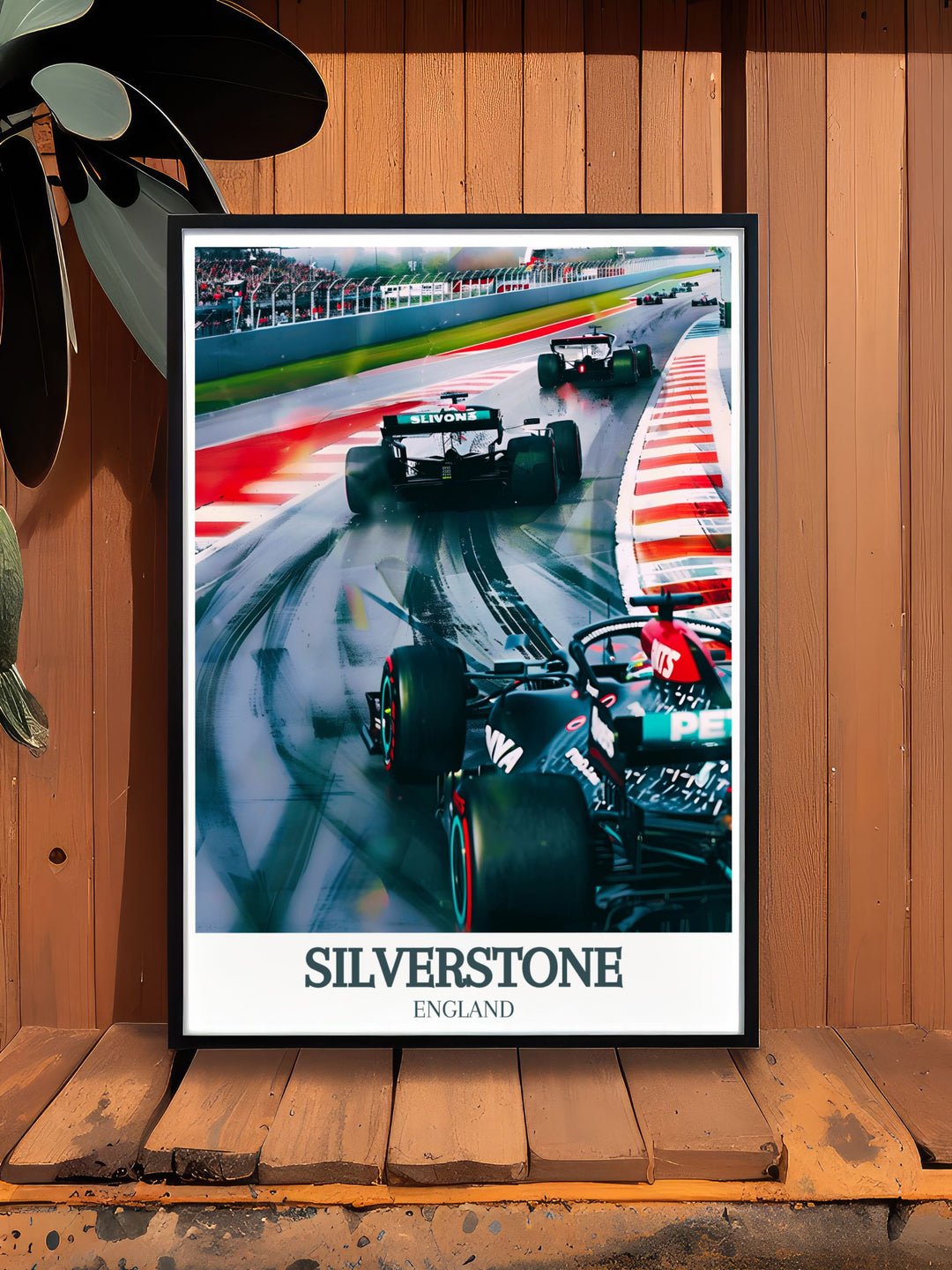 Detailed Silverstone Circuit Silverstone Wing modern print showcasing the energy and excitement of high speed racing with a focus on the famous Silverstone Wing. Perfect for enhancing your living space with a stylish racing illustration.