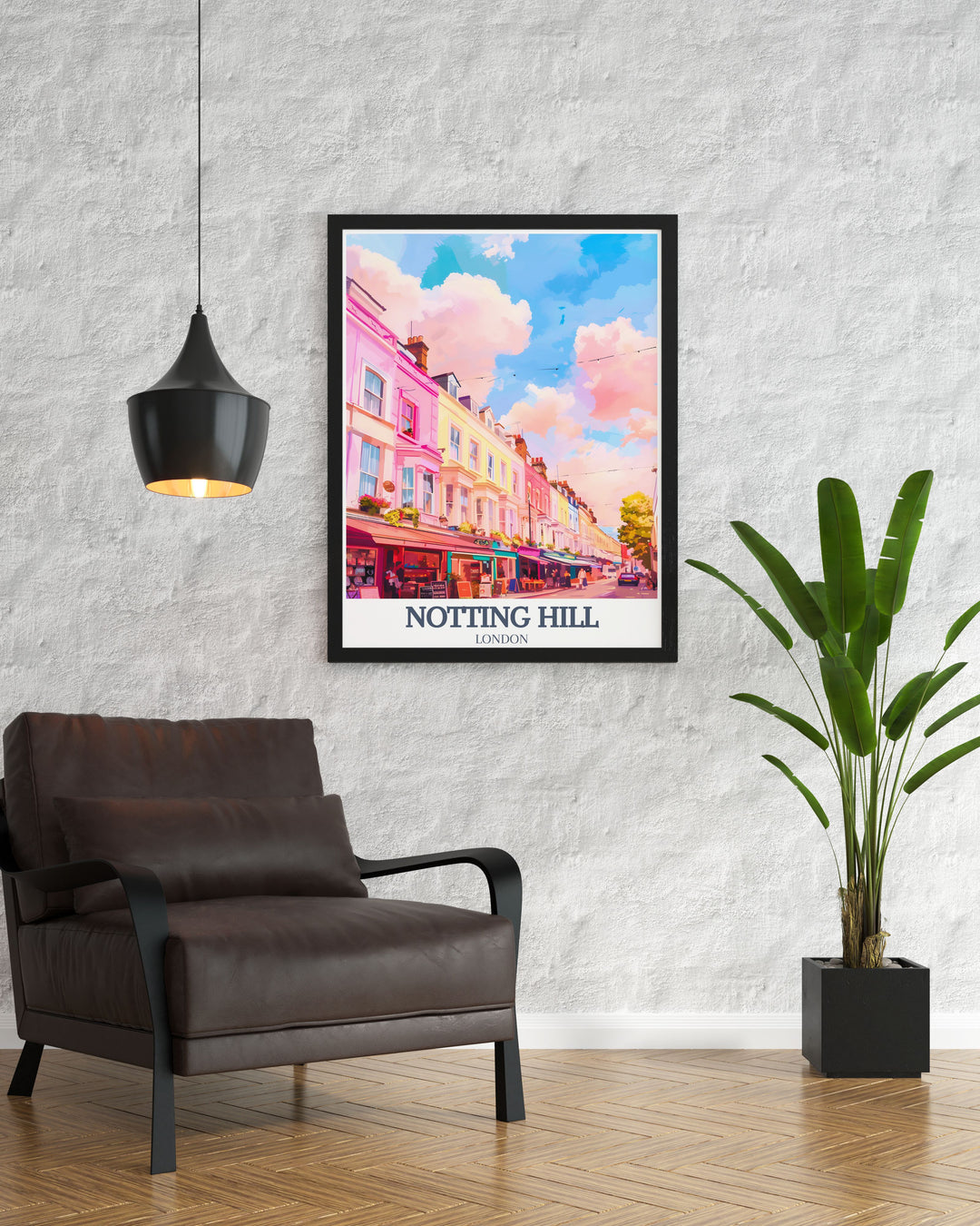 A Portobello Road Market Canvas Art piece that showcases the vibrant culture of Notting Hill. Perfect for anyone who loves London, this travel print brings the energy of the city into your home or office.