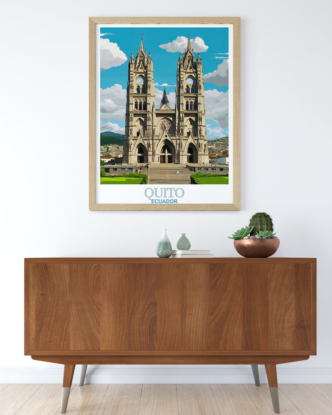 Basílica del Voto Nacional Canvas Art capturing the historical significance of Quitos most famous landmark. This travel print brings the architectural beauty of Ecuadors capital into your home, perfect for history and travel enthusiasts