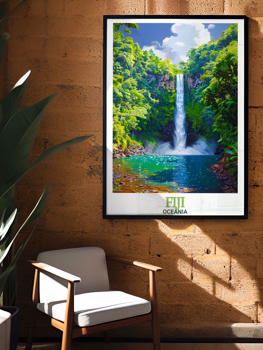 Bouma National Heritage Park print highlighting the breathtaking scenery of Fiji. This Fiji map art piece showcases the intricate details and vibrant colors of Bouma National Heritage Park ideal for any nature lover.
