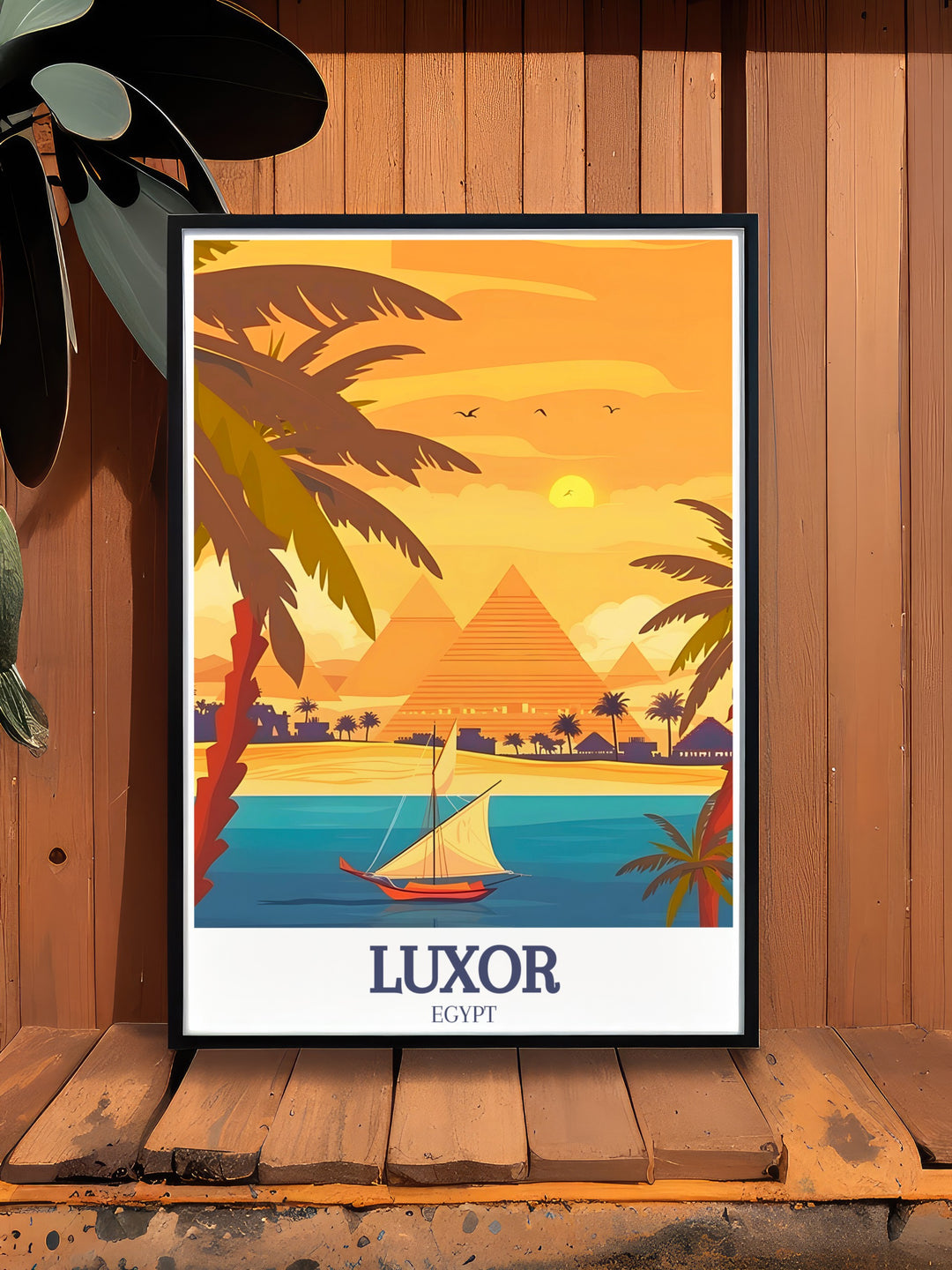 Luxor print depicting the Pyramids of Giza and Nile River a perfect addition to your home decor or as a thoughtful gift for those who love Egypt travel art and ancient history