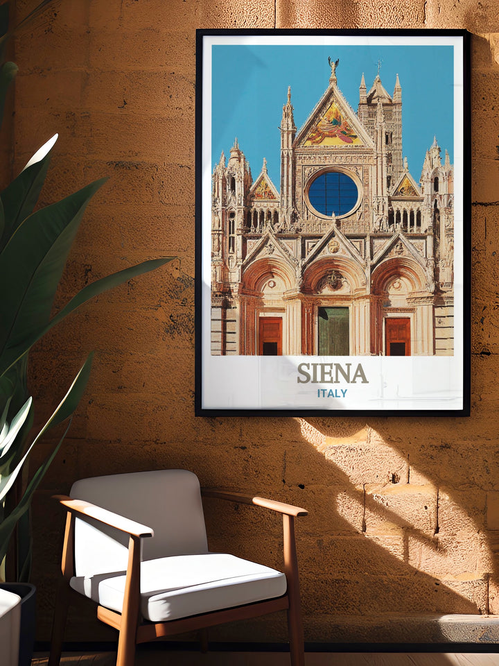 This black and white Siena Art Print features the Siena Cathedral in fine line detail along with the Siena Street Map. A perfect addition to your home decor or as a meaningful gift for travelers and art lovers alike.