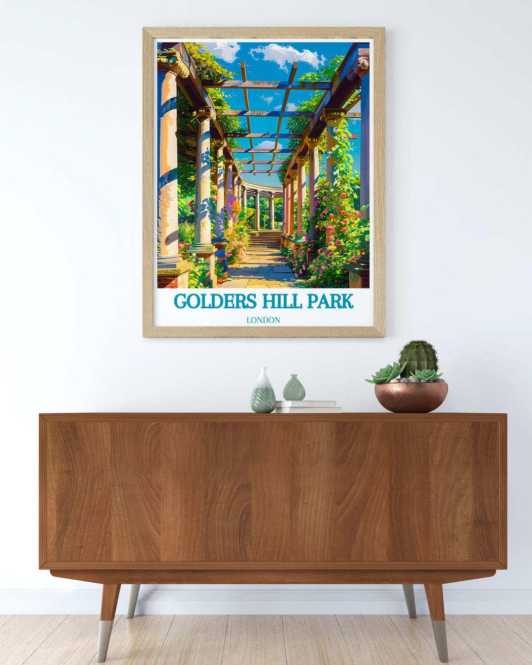 Gallery wall art depicting the tranquil scenery of Golders Hill Park, inviting you to experience the peace and beauty of this hidden gem in North West London, perfect for enhancing your living space with garden charm.