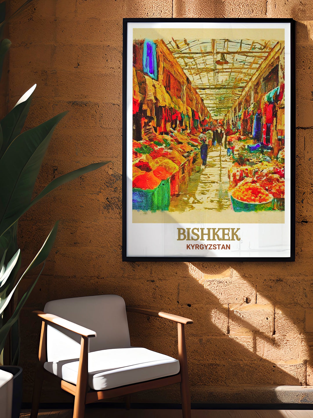 This Bishkek Art Print brings the energetic scenes of Osh Bazaar to life, portraying the vivid colors and dynamic interactions of the market. Ideal for those who appreciate cultural immersion and urban landscapes, this artwork is a window into Kyrgyz life.