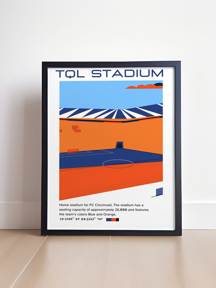 This high quality TQL Stadium poster captures the spirit of FC Cincinnati highlighting the iconic venue and the thrilling action of Major League Soccer making it perfect for fans and collectors.