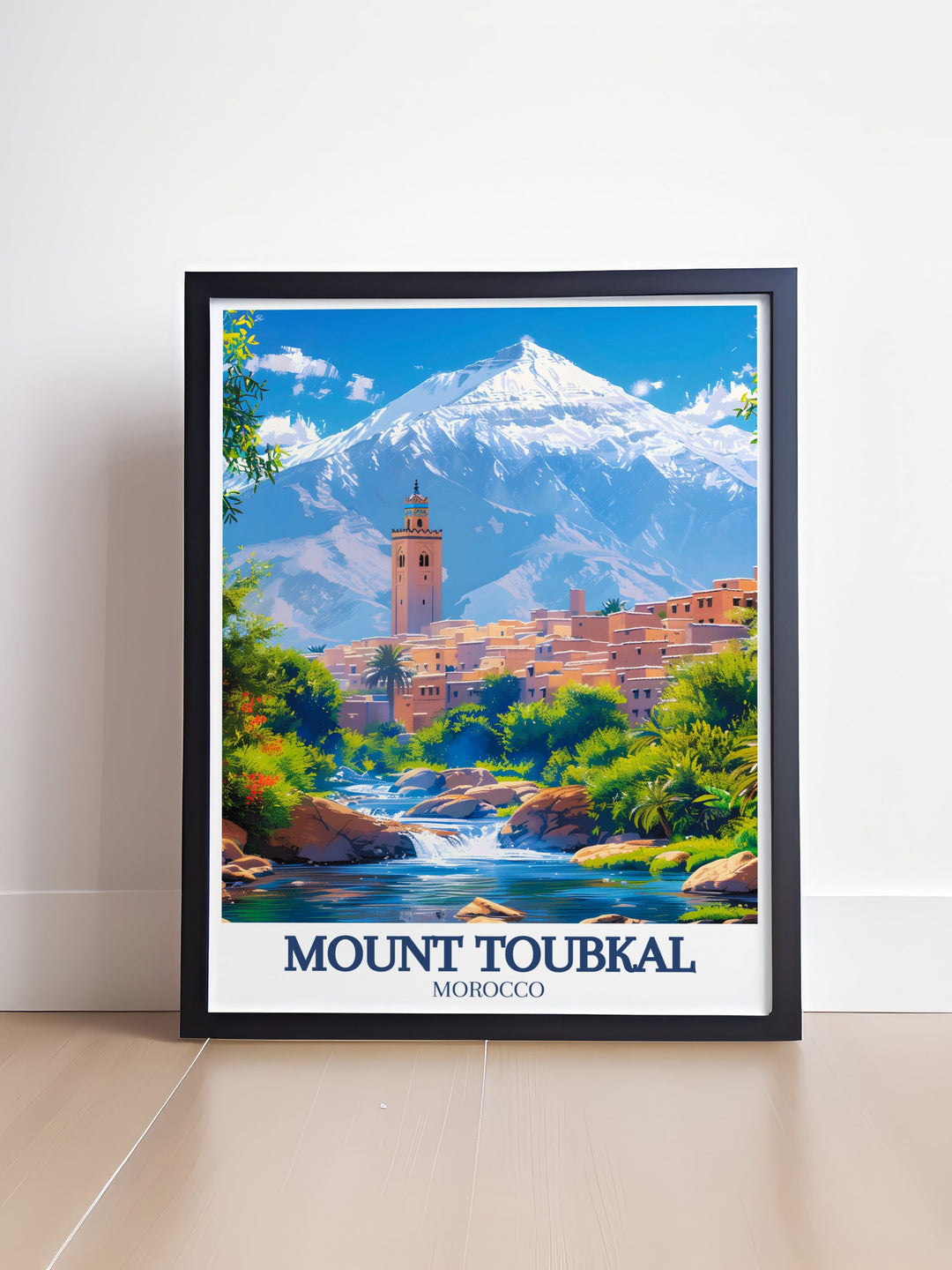 Elegant High Atlas mountains artwork showcasing the timeless beauty of Mount Toubkal and surrounding landscapes perfect for enhancing your home decor and as a special Moroccan gift for those who love travel and exploration.
