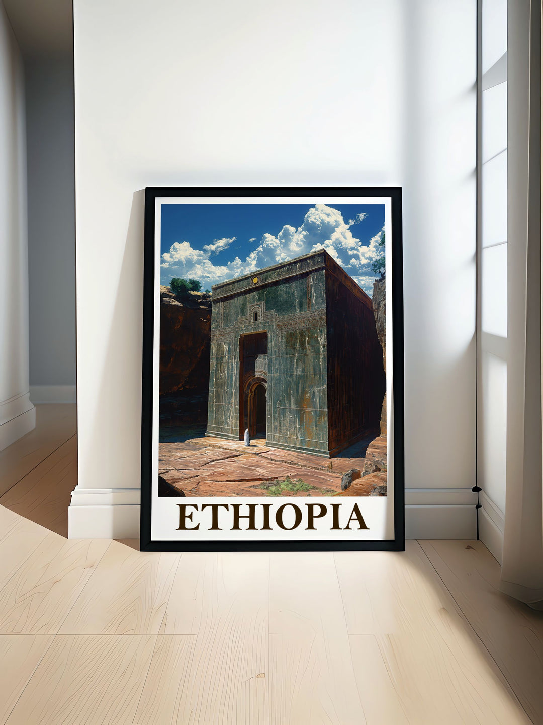 Ethiopia Print featuring the majestic Lalibela Rock Hewn Churches showcasing their intricate carvings and architectural beauty perfect for adding a touch of Ethiopian heritage to your home decor or as a unique gift for history and art lovers