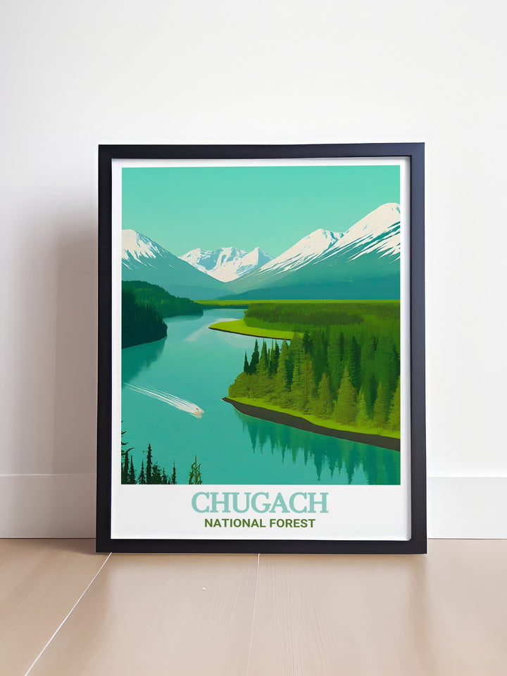 Chugach art showcasing the breathtaking landscapes of Alaska with a focus on the Kenai River an exquisite piece for any art collection or as a thoughtful gift