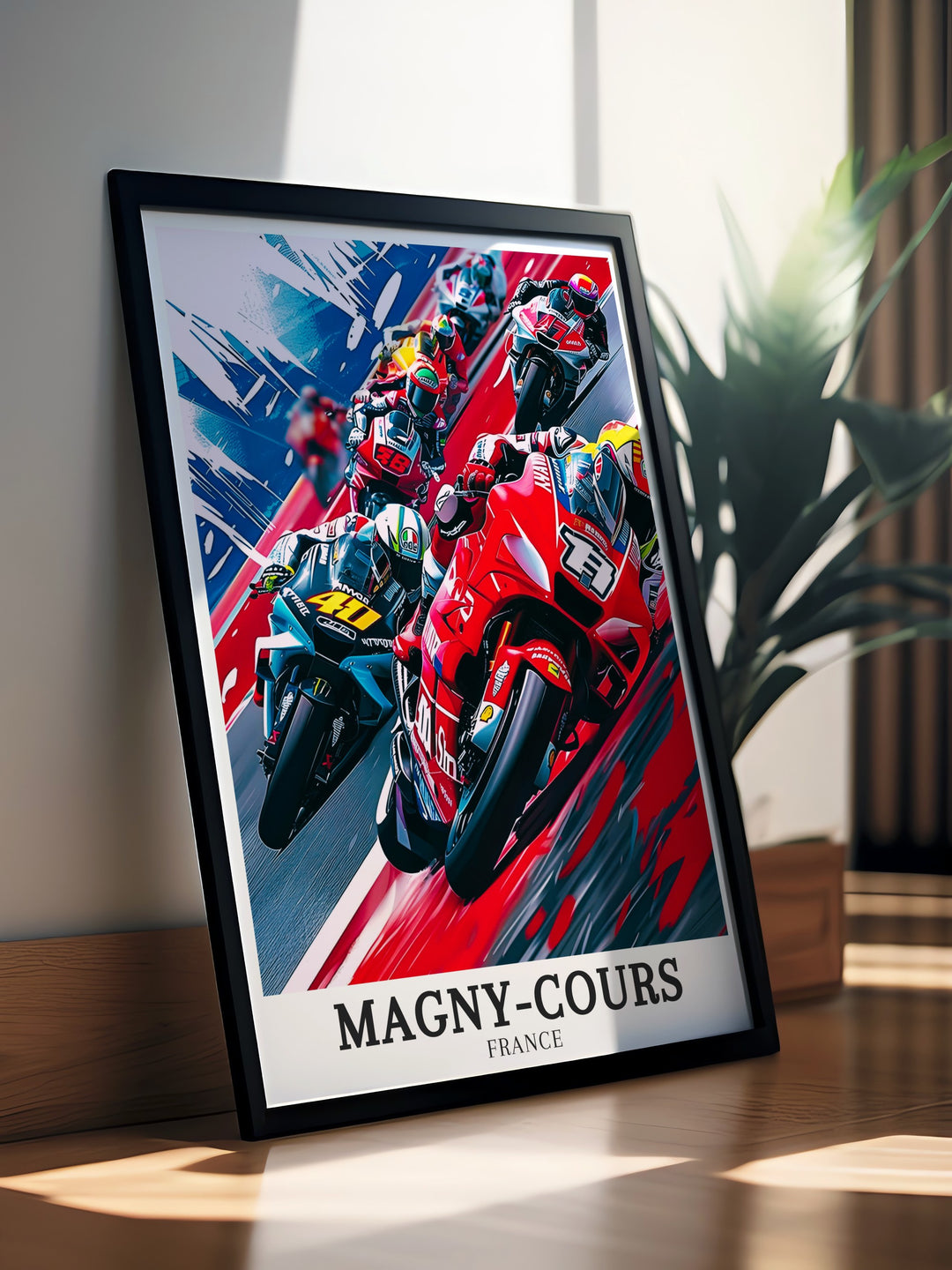 This Magny Cours poster print captures the excitement of the GP De France and the iconic Circuit de Nevers Magny Cours. Perfect for motorsport lovers, this artwork brings the adrenaline and speed of French racing into your home décor.