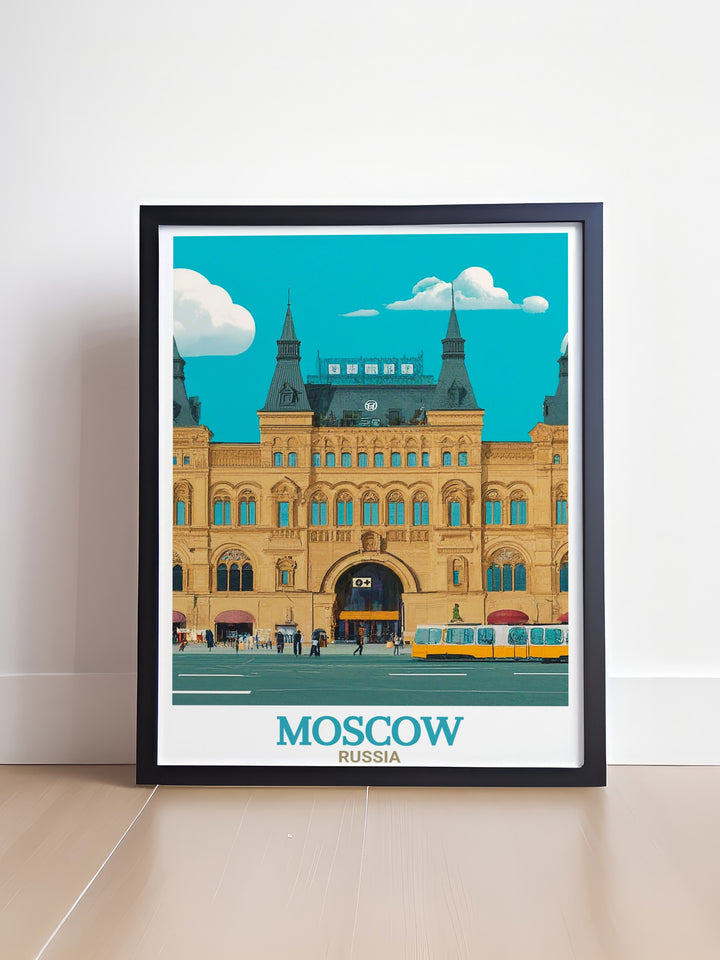 GUM Department Store vintage print capturing the elegance and historic significance of Moscows most famous shopping destination perfect for home decor and as a Russia gift for special occasions.