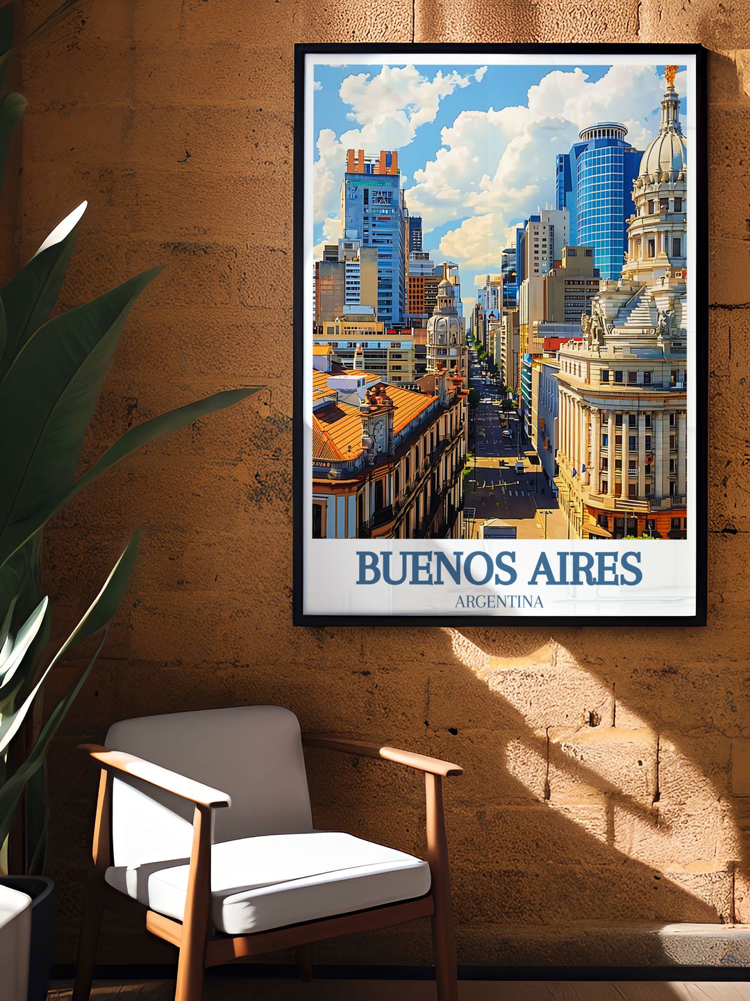 Stunning Buenos Aires travel print highlighting the iconic Plaza de Mayo and the elegant Casa Rosada, ideal for history enthusiasts and lovers of architectural beauty.