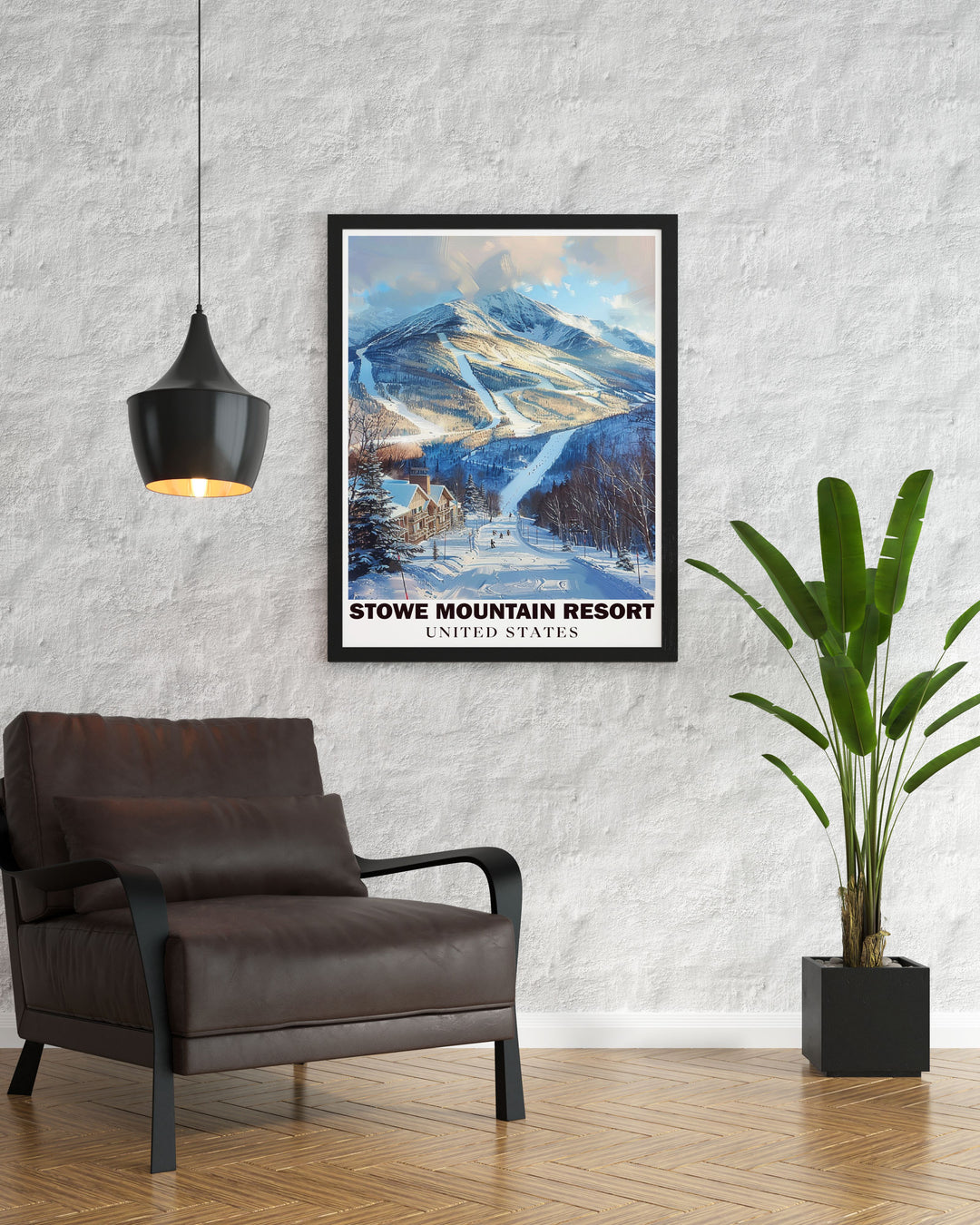 Captivating Skii trails print of Stowe Ski Resort and Mount Mansfield perfect for those who love New England skiing and want to incorporate its beauty into their home decor