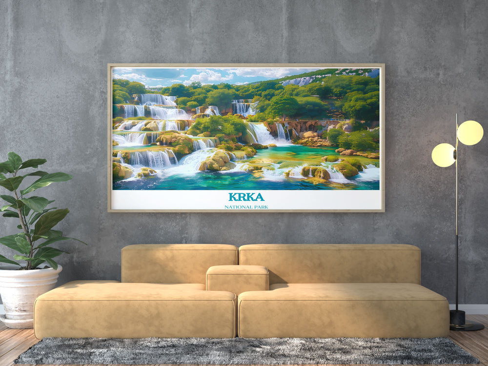 Elegant framed print of Skradinski Buk Waterfalls capturing the scenic charm of Krka Park and its tranquil waters