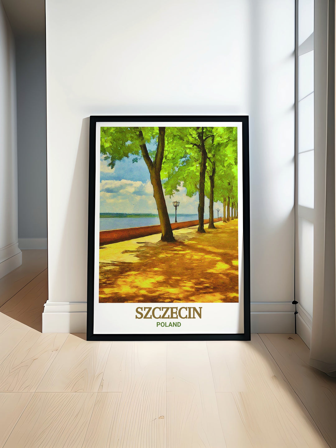 Kasprowicz Park travel poster highlighting the natural beauty and tranquility of this iconic park in Szczecin. This print is perfect for bringing a slice of Polands serene landscapes into your home.