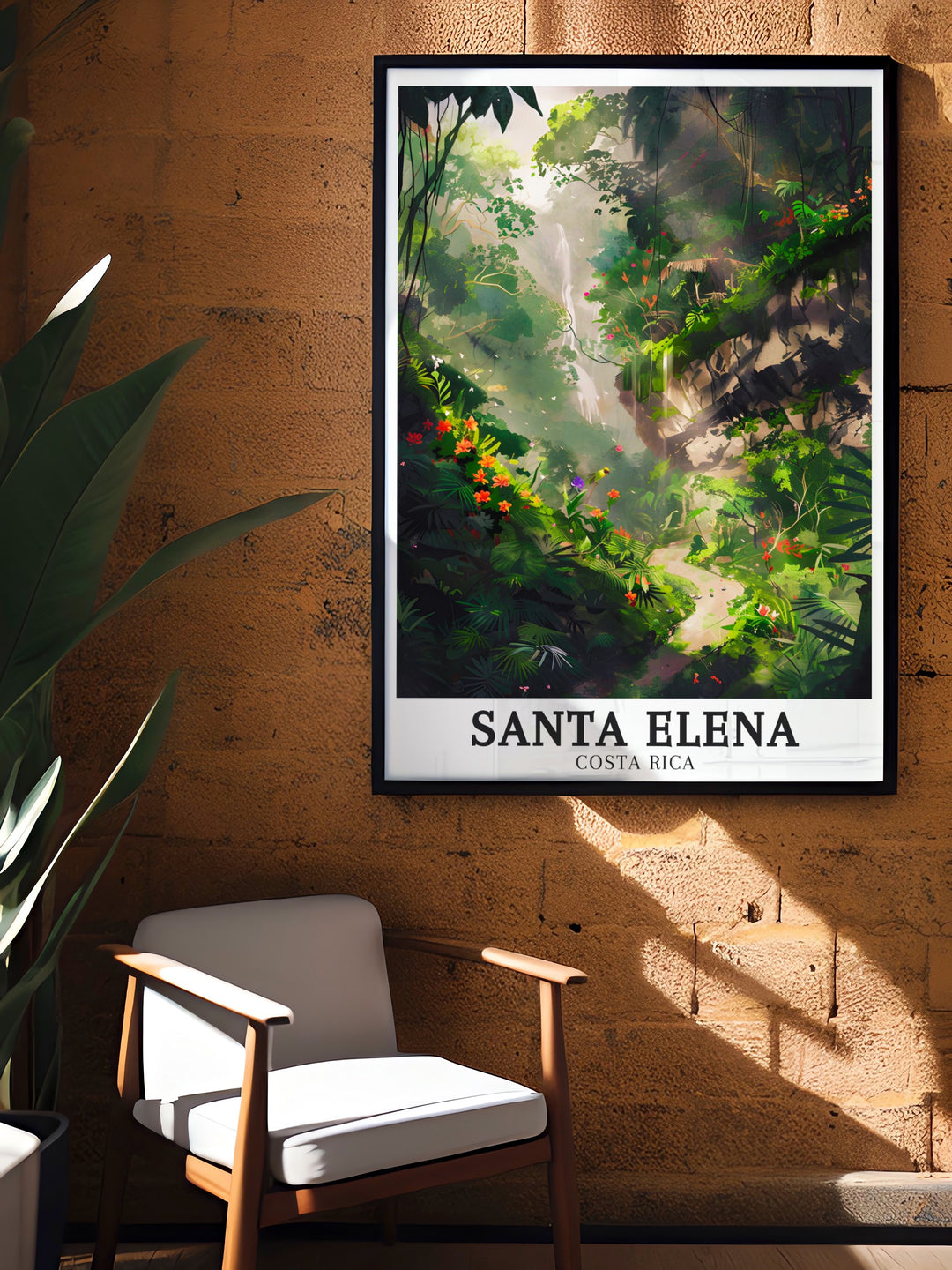 Costa Rica print featuring Santa Elena Cloud Forest and Encantado Trail. This artwork is ideal for adding a touch of nature to your living room or gifting to friends and family who love Costa Rica and its incredible landscapes.