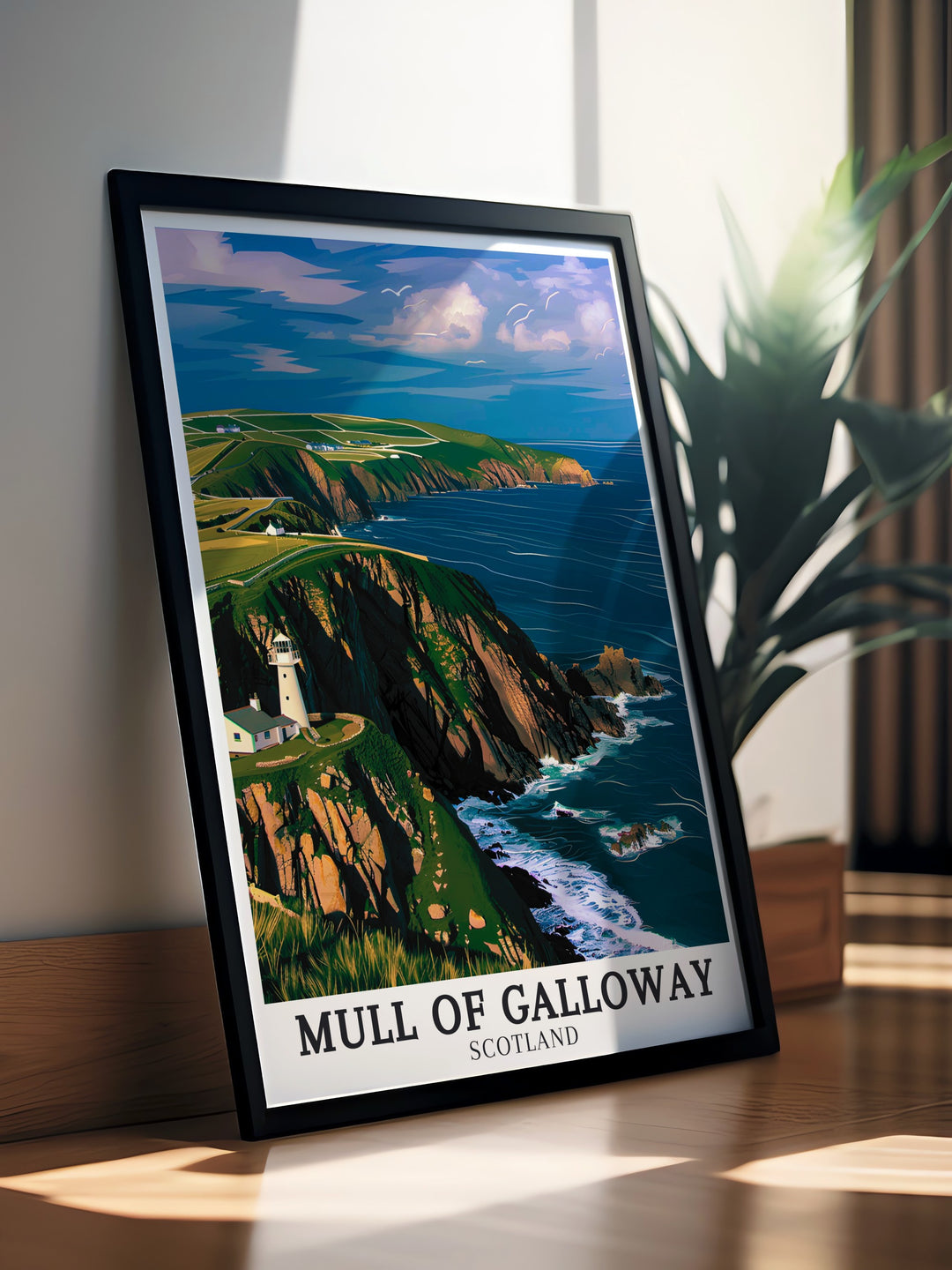 Rhins of Galloway Travel Print showcases the tranquil yet powerful landscapes of the Rhins of Galloway, a narrow peninsula known for its scenic coastal views and quiet coves. This print brings the serenity of Scotlands natural beauty into your home.