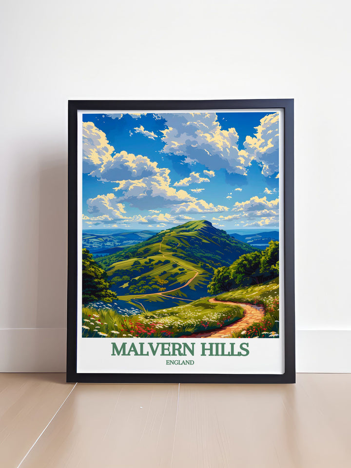 Explore the rich heritage of Worcestershire and the natural beauty of the Malvern Hills with this Great Malvern Priory modern décor perfect for anyone looking to bring a piece of UK history and countryside elegance into their home with stunning and detailed artwork