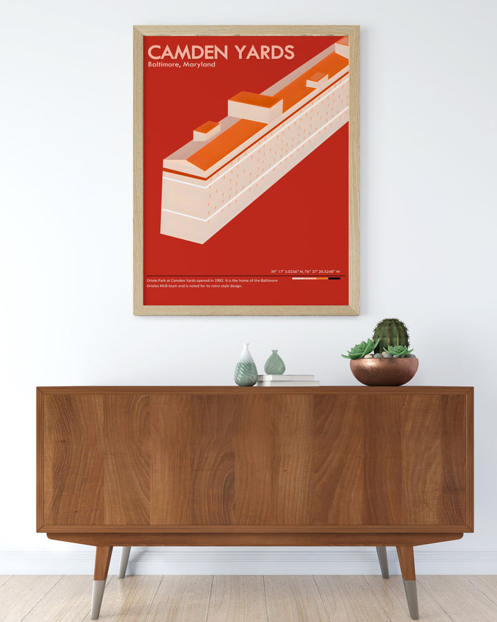 Unique Maryland print featuring iconic Orioles players like Cal Ripken and Cedric Mullins a perfect dorm room gift for baseball fans with Camden Yards prominently displayed adding a nostalgic touch to your decor