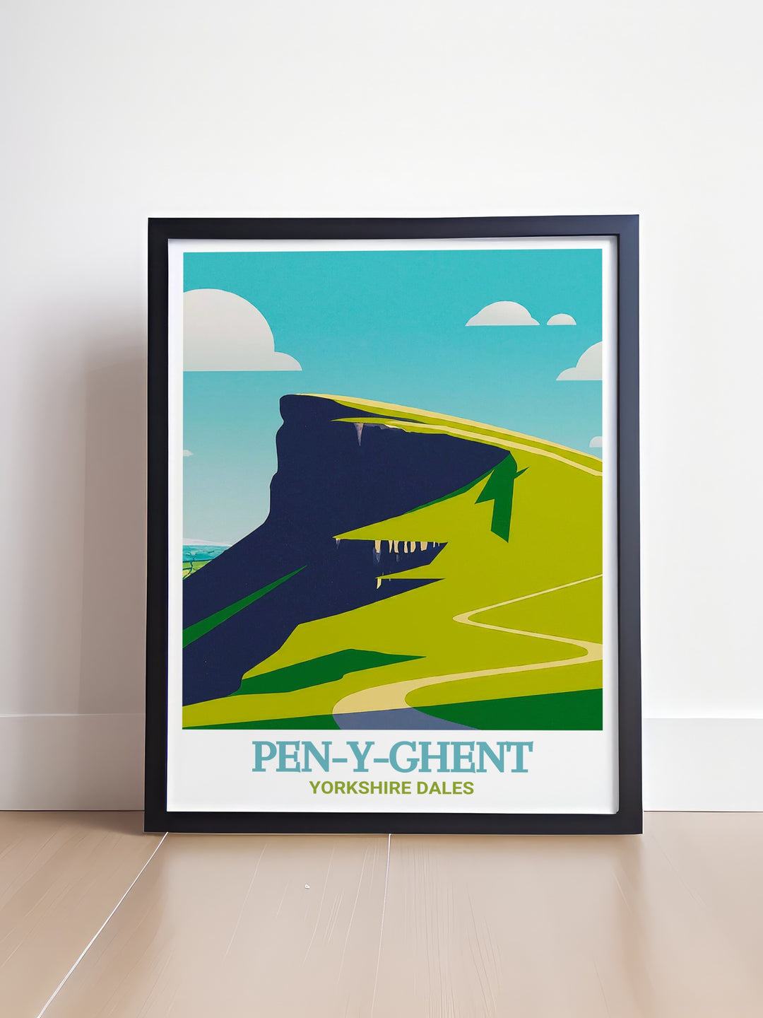 Pen Y Ghent wall art capturing the striking silhouette and rugged terrain of Pen Y Ghent in the Yorkshire Dales. This travel print brings the adventurous spirit of the Yorkshire Three Peaks into your home, perfect for nature enthusiasts and hikers.