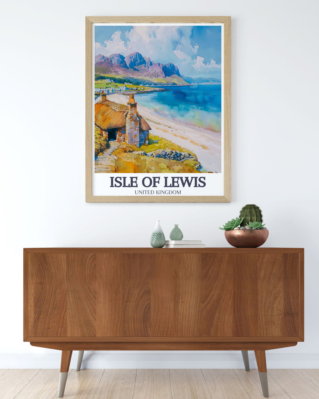 This vibrant canvas art showcases the stunning Dalbeg Beach, renowned for its soft sands and crystal clear waters. The artwork invites viewers to immerse themselves in the tranquil beauty of the Isle of Lewis, perfect for nature lovers.