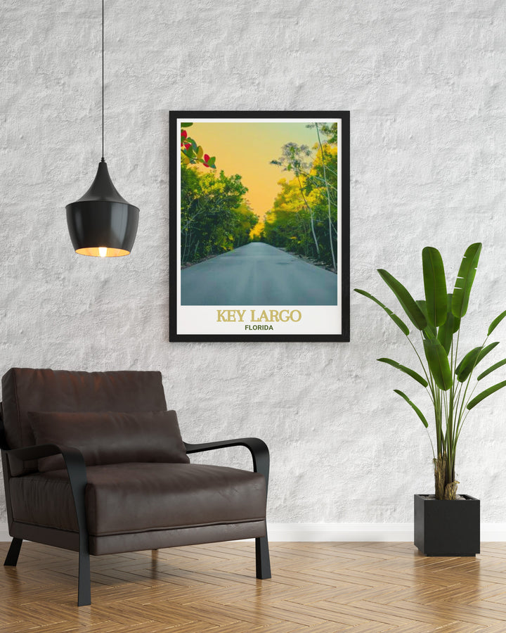 Stunning Key Largo wall art and Dagny Johnson Key Largo Hammock Botanical State Park artwork bring the essence of Floridas natural beauty into your living room with high quality travel prints that celebrate the vibrant colors and tranquility of the Florida Keys.