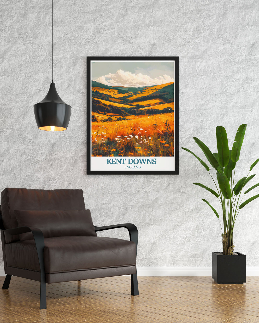 Serene Kent Downs Area of Outstanding Natural Beauty AONB artwork capturing the tranquility of nature ideal for living rooms bedrooms or offices adding a touch of elegance and calm to your environment with its exquisite depiction.