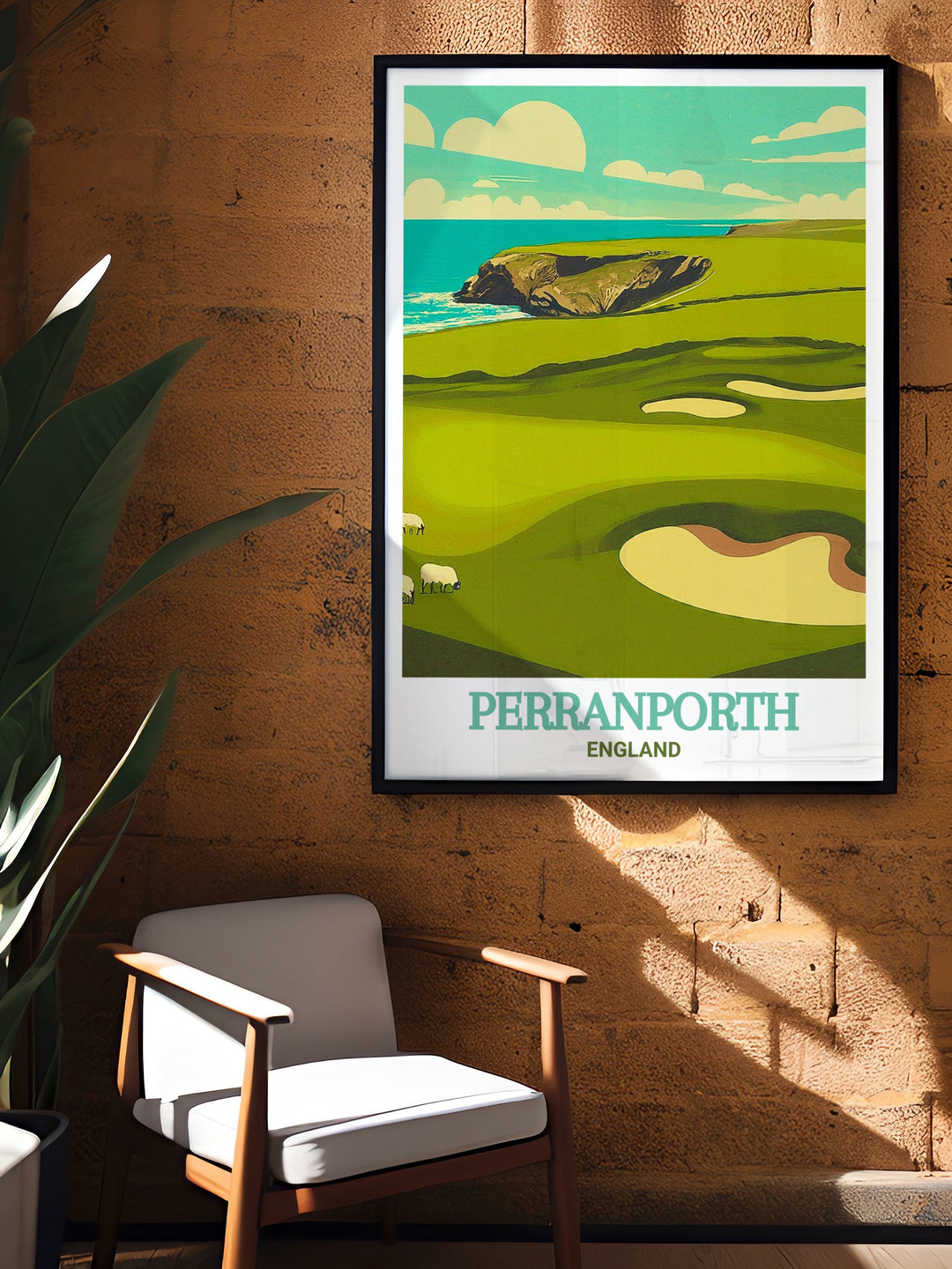 Perranporth Golf Club art print capturing the stunning views of Perranporth Golf Club in England. Perfect for golf enthusiasts and art lovers. This vibrant and detailed artwork brings the beauty of Perranporth into your home.