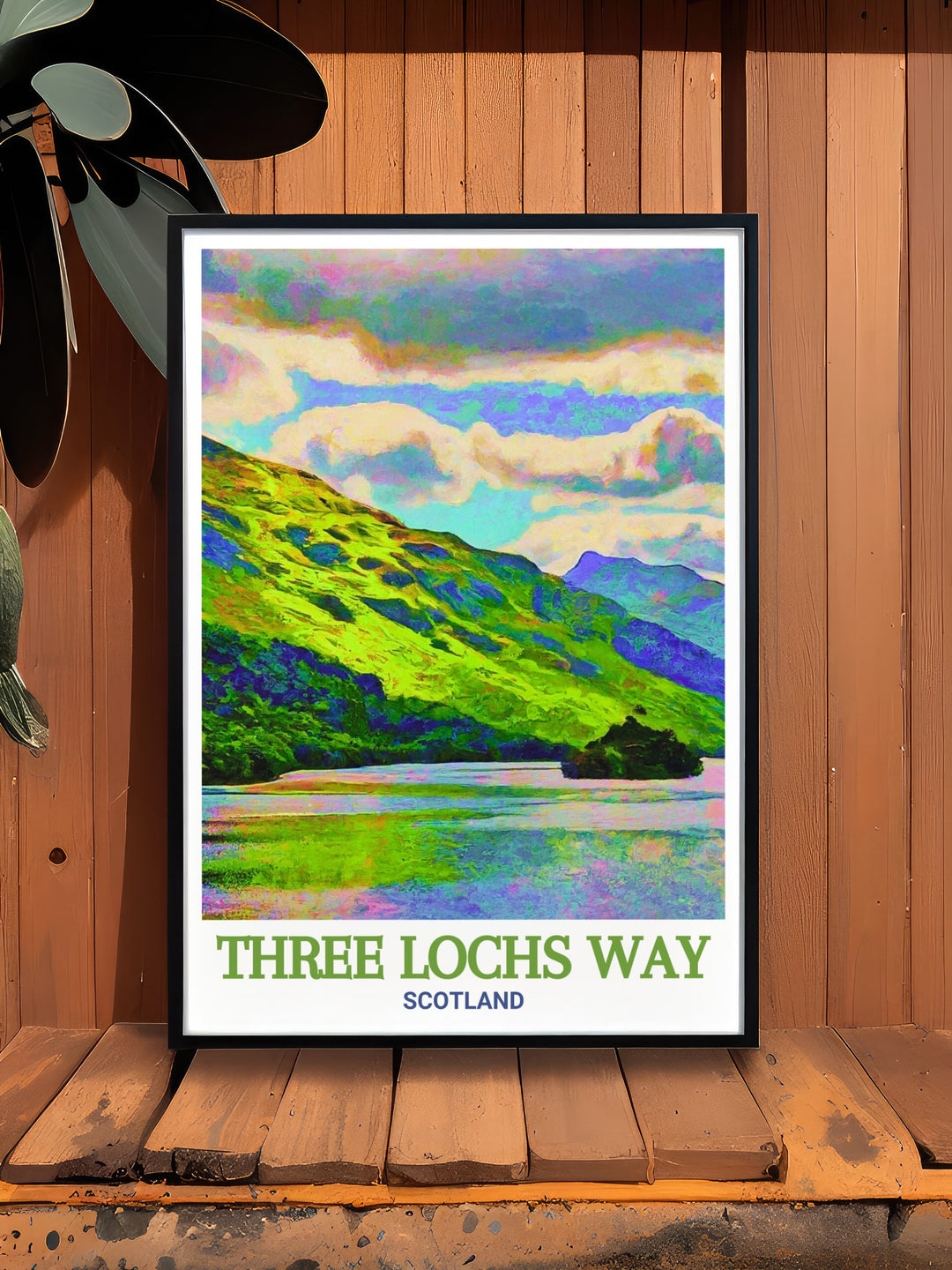 Capture the magic of Scotlands Three Lochs Way with this poster, featuring the iconic Loch Lomond and the peaceful waters of Gare Loch. This framed art is a tribute to Scotlands hiking heritage, offering a touch of the Highlands for your home.