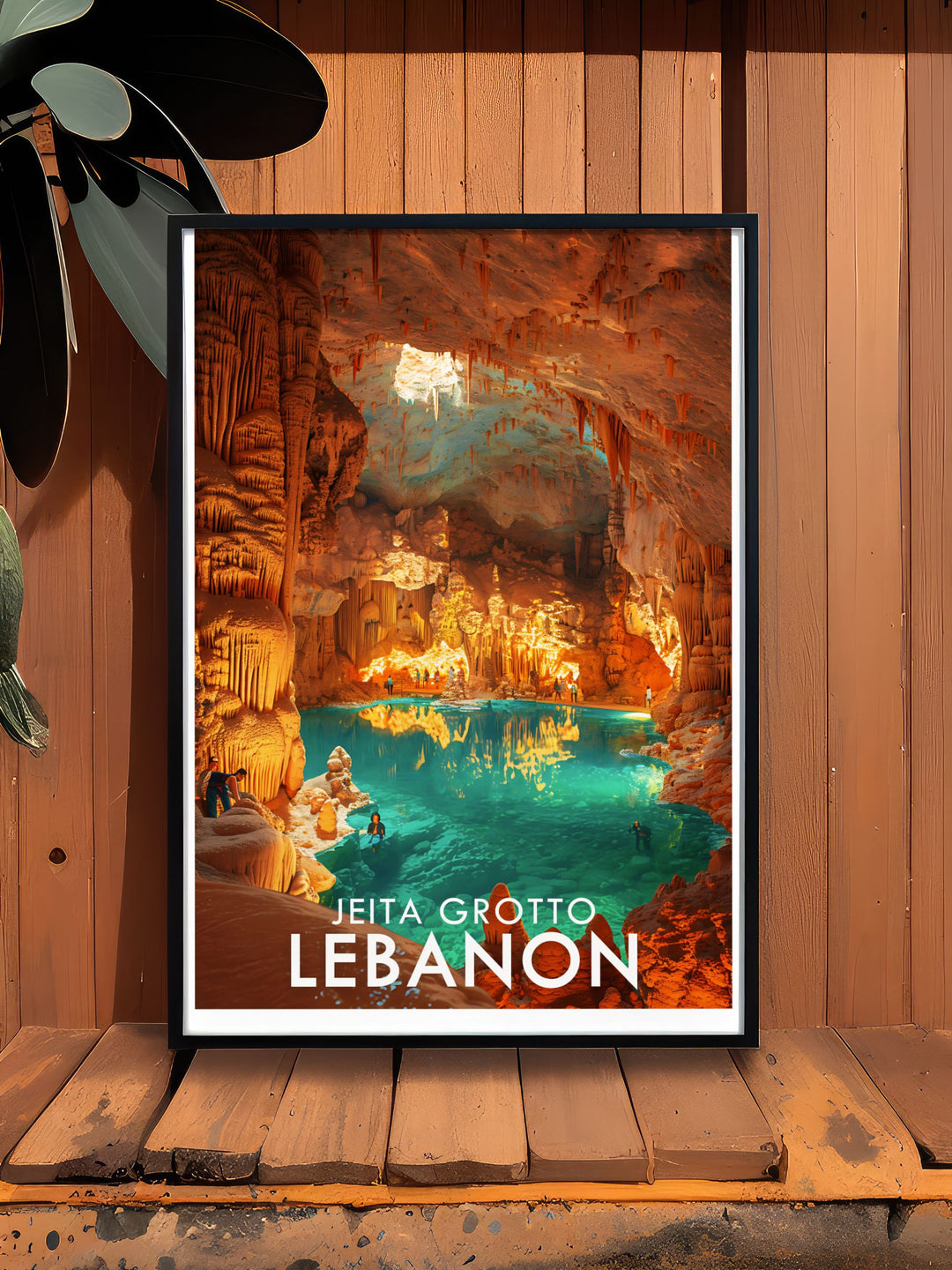 Lebanon Poster displaying the contemporary and traditional elements of Beirut with Jeita Grotto home decor adding a touch of natural wonder and historical elegance to any living space ideal for travel enthusiasts