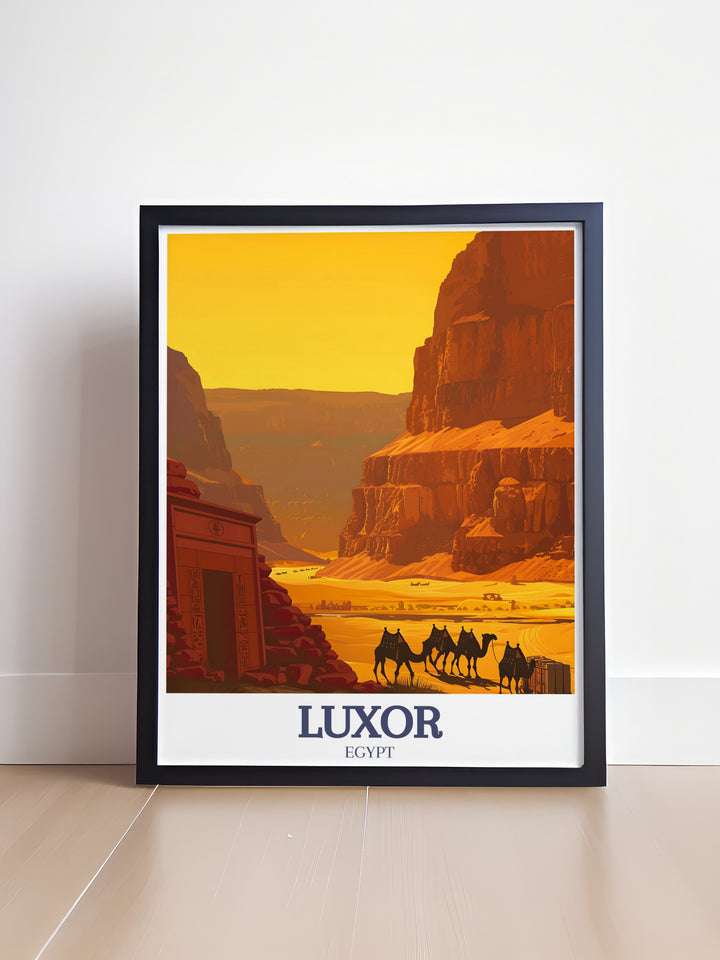 Luxor wall art featuring the Valley of the Kings and Nile Delta an elegant addition to any room perfect for those who appreciate ancient history and beautiful artwork from Egypt