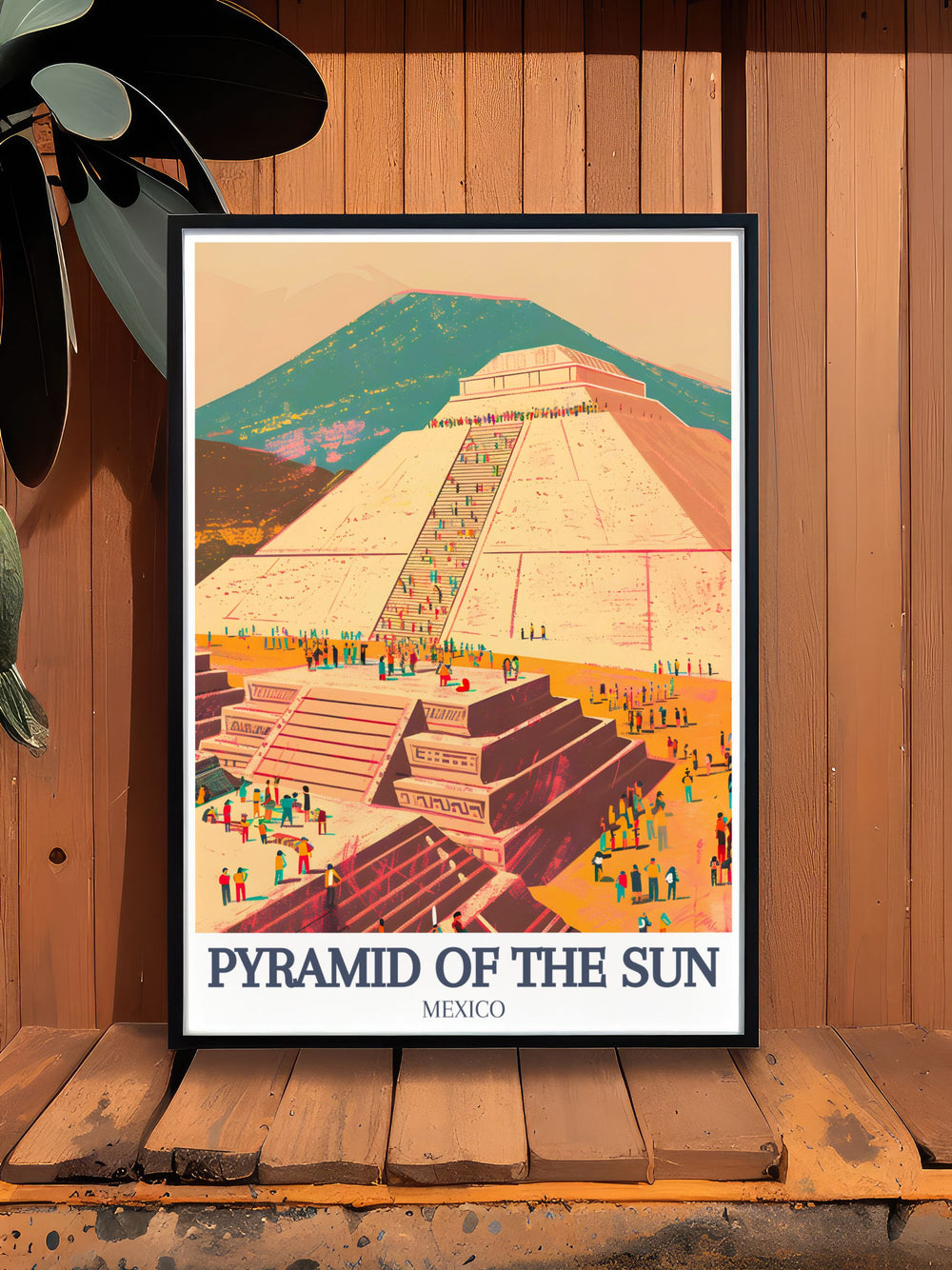 Elegant Teotihuacan, Quetzalcoatl Temple modern prints capturing the beauty of the Sun Pyramid and its surroundings ideal for sophisticated home decor and adding a touch of historical significance to any room.