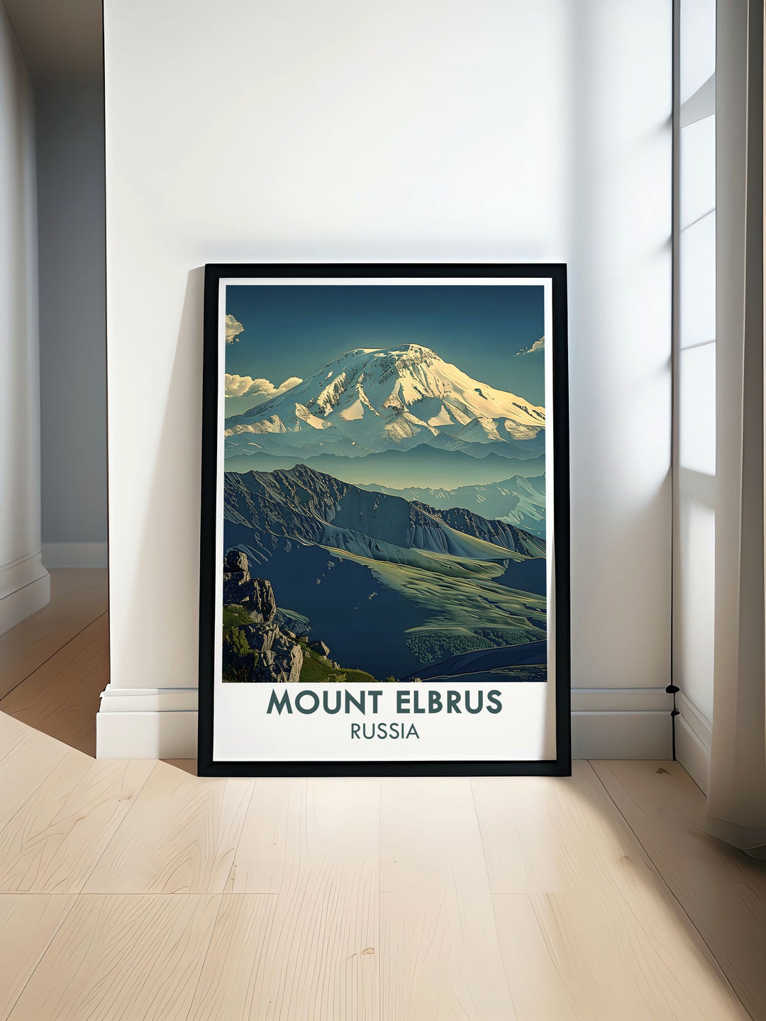 Mount Elbrus Poster showcasing the breathtaking peak in vibrant detail perfect for mountain wall art enthusiasts includes Mt Elbrus Summit framed prints and stunning decor for your living room or office space