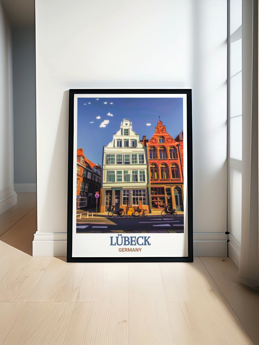 Lubeck poster print featuring the historic Buddenbrook House perfect for adding a touch of Germany decor to any space this Germany wall art brings the beauty of Lubeck and its cultural heritage into your home with elegant and detailed craftsmanship