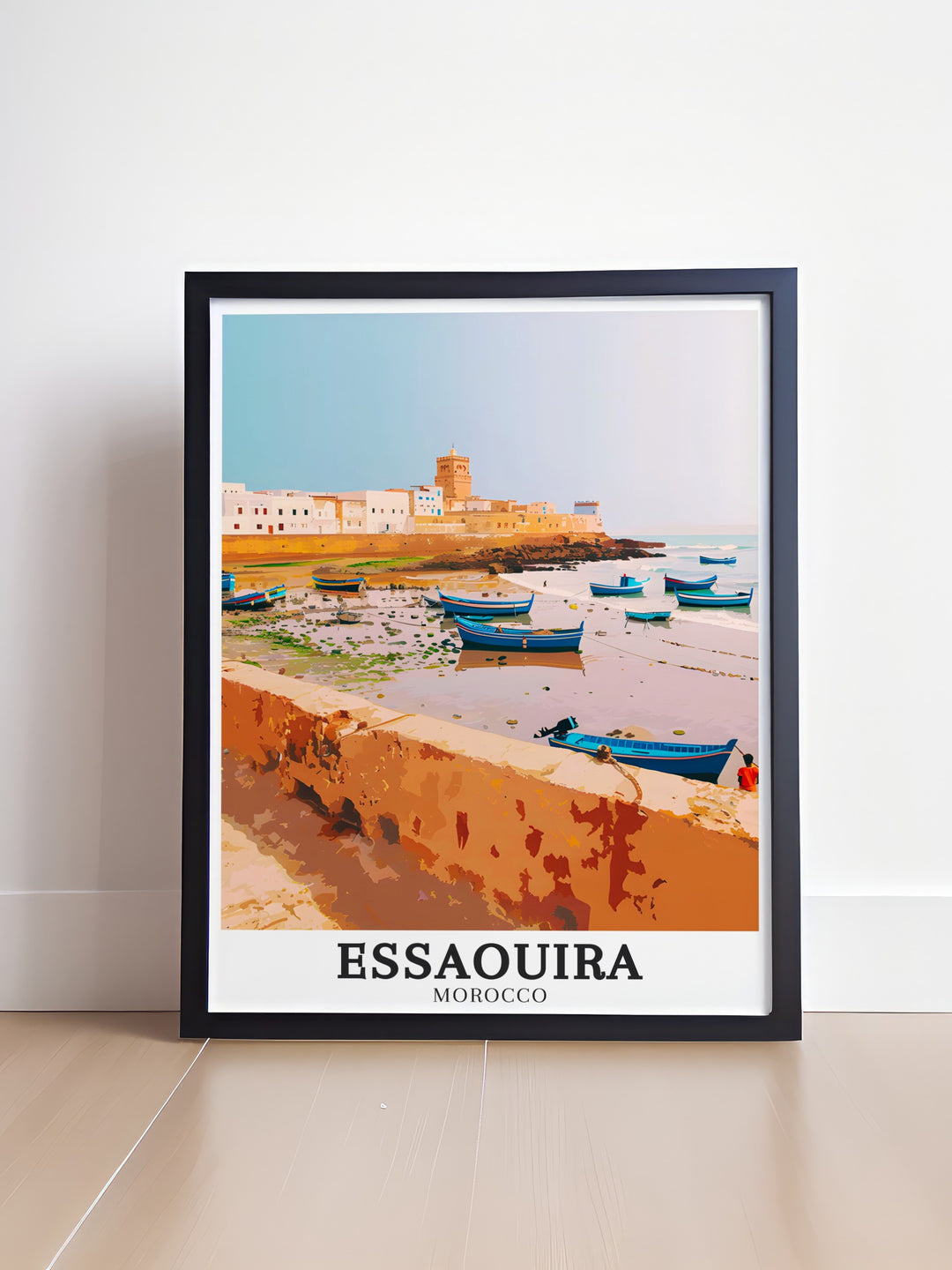 Experience the charm of Essaouira with this Skala Fortress travel print, which highlights the majestic coastal fortress against the backdrop of the Atlantic Ocean. Ideal for those who appreciate Moroccan heritage, this print adds a unique touch to any space, evoking the timeless beauty of the sea and stone.