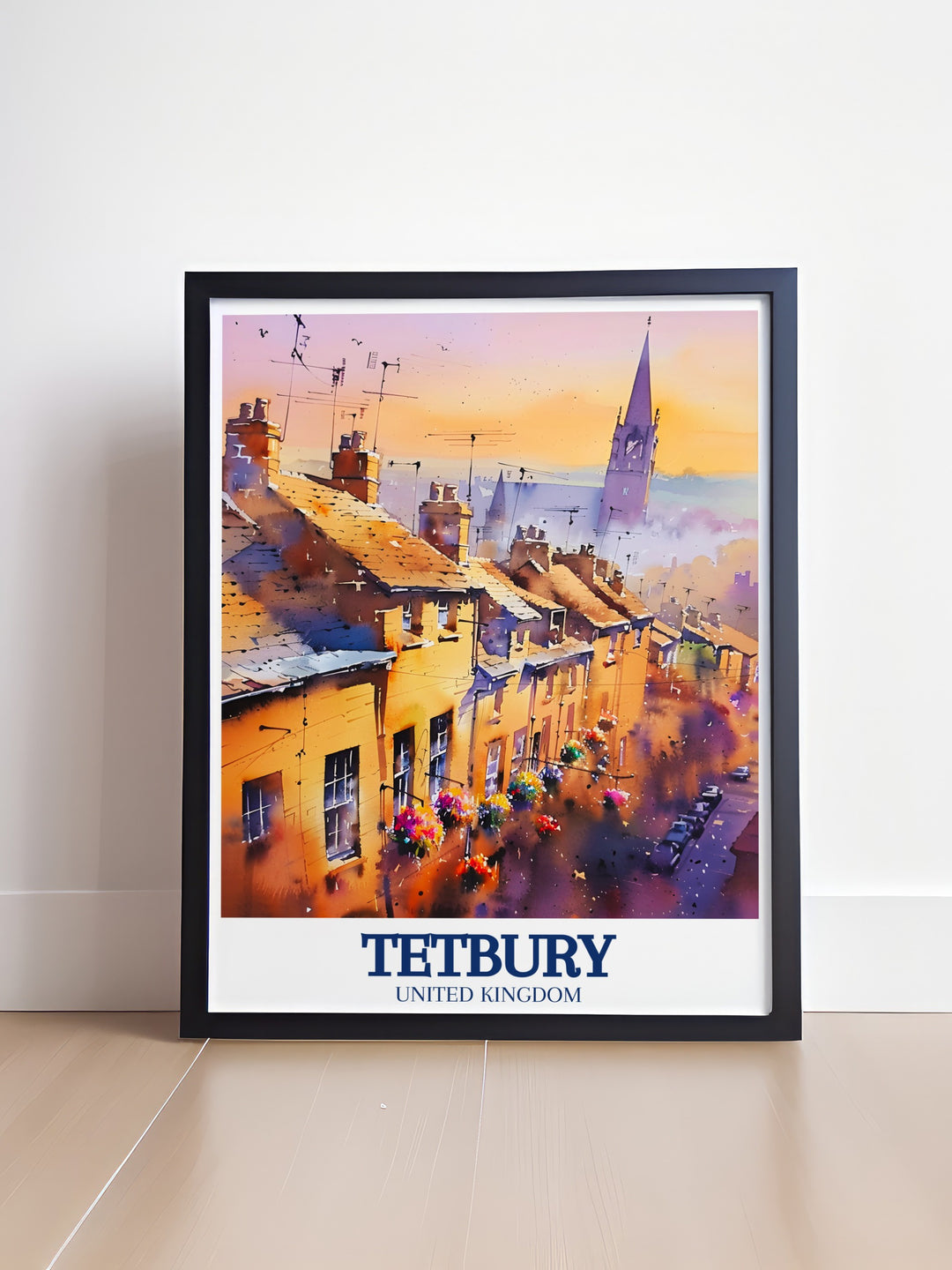 Our Tetbury art print showcases the iconic Tetbury Church and the charm of its Cotswold village surroundings. The detailed illustration captures the architectural beauty and serene atmosphere of this historic market town, offering a perfect addition to any room.