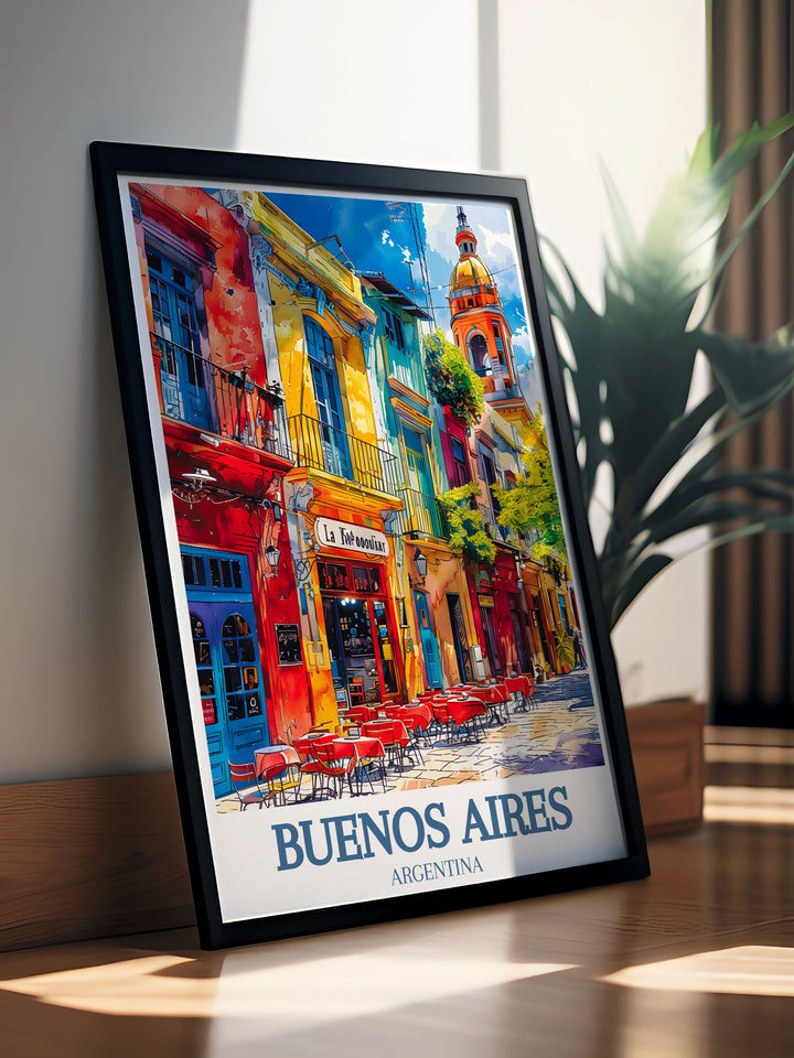 This poster showcases the enchanting landscapes of Buenos Aires and the charming architecture of Caminito street, adding a unique touch of Argentinas historical and natural beauty to your living space.