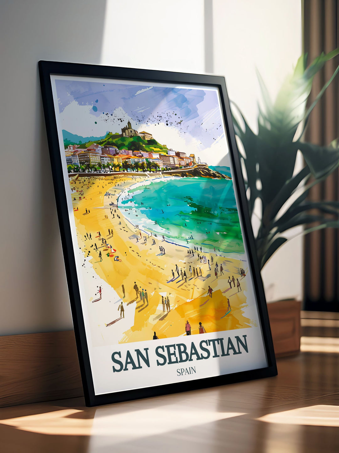 Colorful San Sebastian Photo of La Concha Beach and Monte Igueldo a stunning piece of wall art that adds charm and sophistication to any room perfect for modern home decor and ideal for Fathers Day Mothers Day and other special gifts