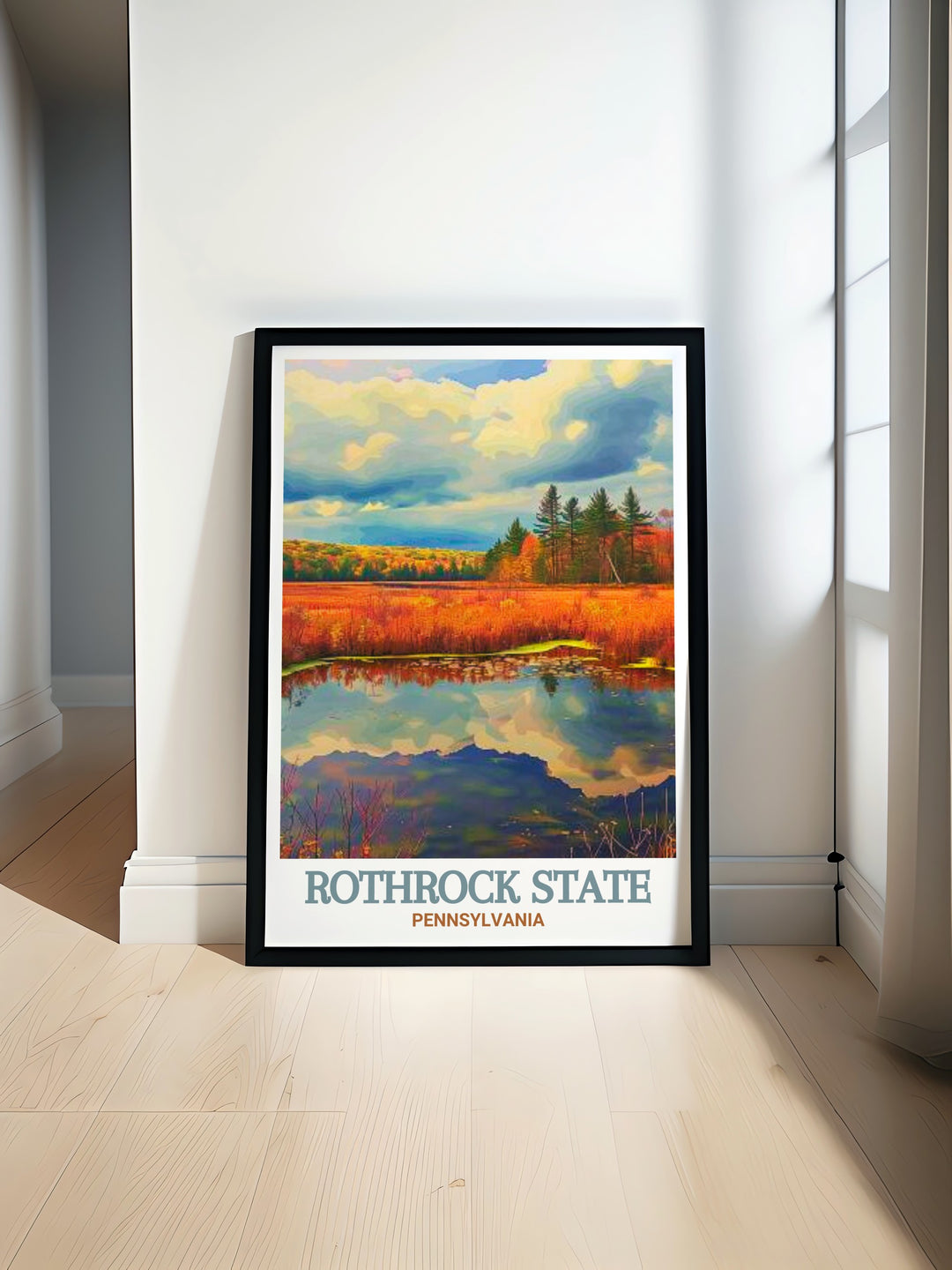 A beautifully detailed print of Rothrock State Forest and Bear Meadows Natural Area in Pennsylvania, capturing the unique beauty of this National Natural Landmark. Perfect for home decor, this artwork brings the serenity of Pennsylvanias landscapes into your space.