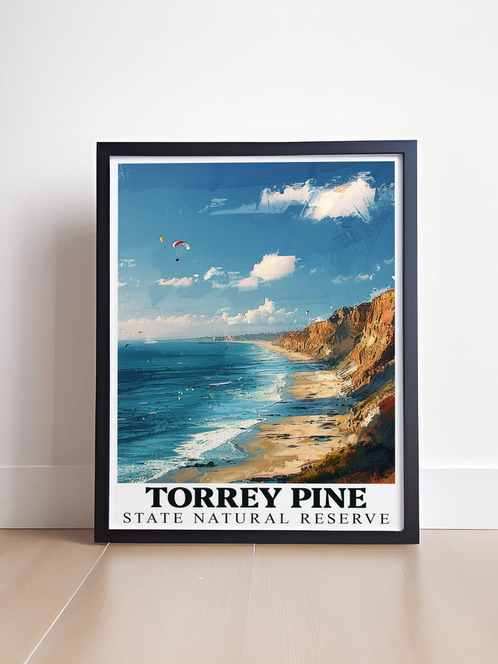 Torrey Pines map print offering a blend of modern art and beach elegance suitable for various decor styles and special occasions