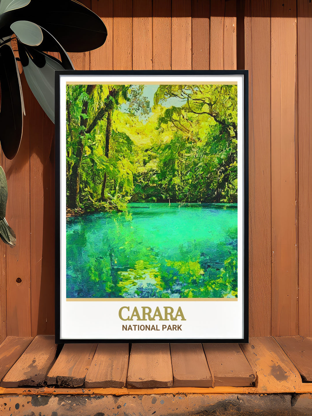 Costa Rica Travel Poster celebrates the vibrant biodiversity of Carara National Park, with its stunning rainforest views and the peaceful Laguna Meándrica. Ideal for bringing a piece of Costa Rican wilderness into your home.