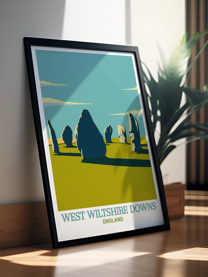 Travel poster of Cranborne Chase, featuring the stunning countryside and rolling hills of this Area of Outstanding Natural Beauty. This detailed print brings the peaceful charm of southern Englands landscapes into any space.