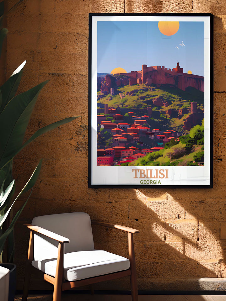 This Tbilisi Poster Print highlights the iconic Narikala Fortress and offers a modern take on vintage wall art. A must have for anyone with a passion for Georgian culture this print is the perfect addition to any stylish home or office.