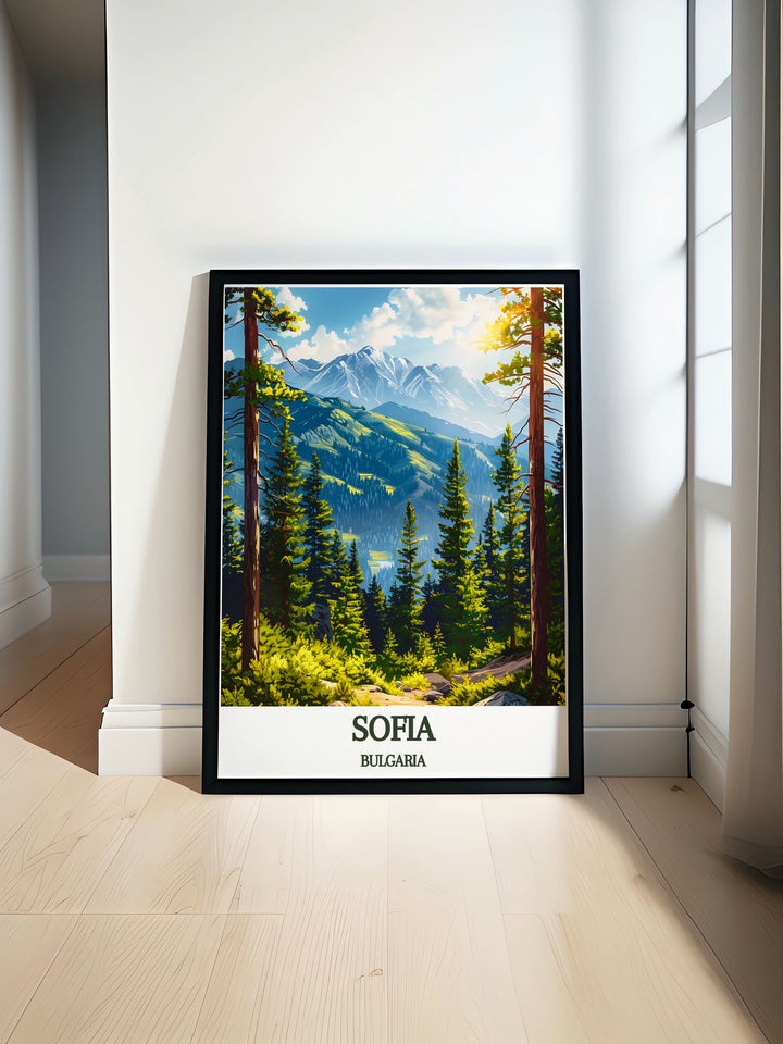 Stunning Sofia mountain Print featuring BULGARIA Vitosha mountain showcasing its lush greenery and snow capped peaks perfect for enhancing your home decor with a touch of Bulgarian natural beauty.