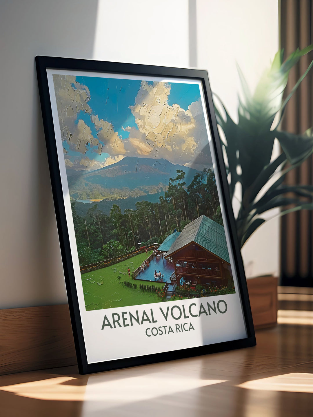 Artistic portrayal of The Arenal Observatory Lounge and Spa, a haven of peace with panoramic views of Arenal Volcano.