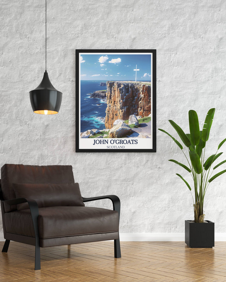 Lands End Signpost framed print capturing the essence of the epic cycling journey from John O Groats to Lands End. This piece is a must have for any cyclists collection adding inspiration and motivation to your space.