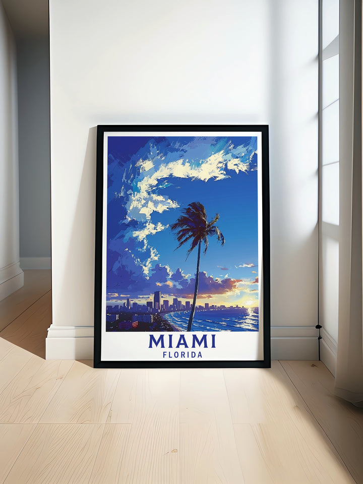 The Florida Travel Print features Miamis famous beaches, with their bright colors and lively energy. Perfect for adding a touch of the tropics to any space, this canvas art is an excellent way to celebrate one of Floridas top destinations.