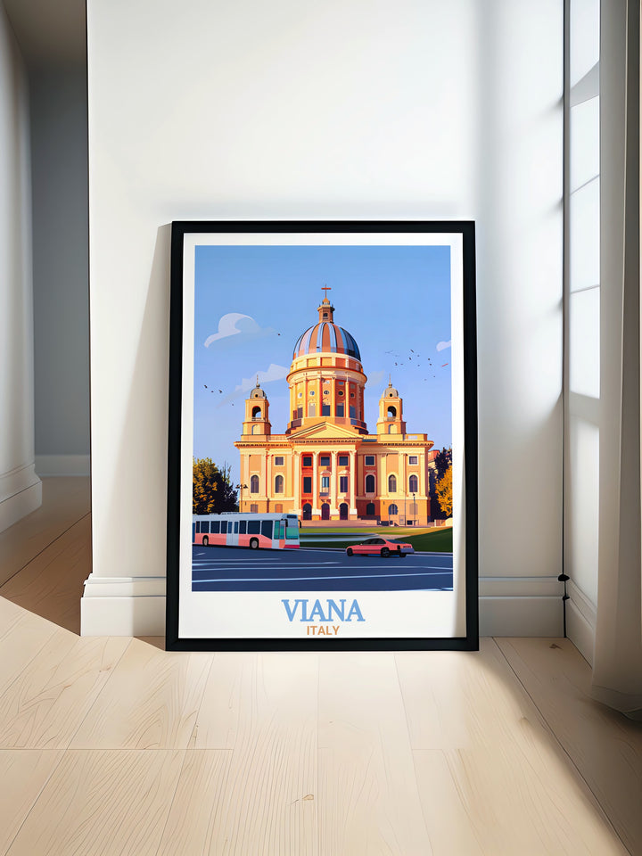 Viana Do Castelo art print brings Portugal wall art to life while Superga Basilica adds Italian elegance making both prints ideal for any home decor enthusiasts seeking beautiful travel inspired artwork to enhance their living room or office walls.