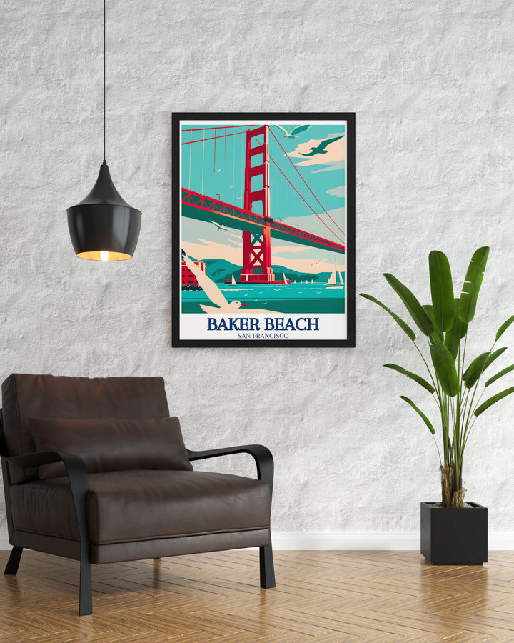 Golden Gate Bridge Canvas Art featuring the iconic red orange towers of the Golden Gate Bridge against the backdrop of the Pacific Ocean. This artwork highlights the architectural brilliance and natural beauty of one of Californias most famous landmarks, perfect for your living space