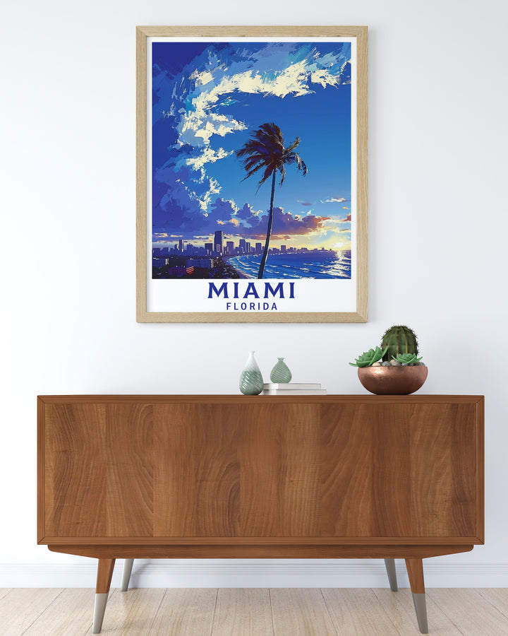 This Miami Beach Poster Print captures the iconic shoreline of Miami Beach, with vibrant colors and a stunning composition. Perfect for anyone who loves Miamis beaches, this wall art brings the energy of Floridas coastline into your home or office.