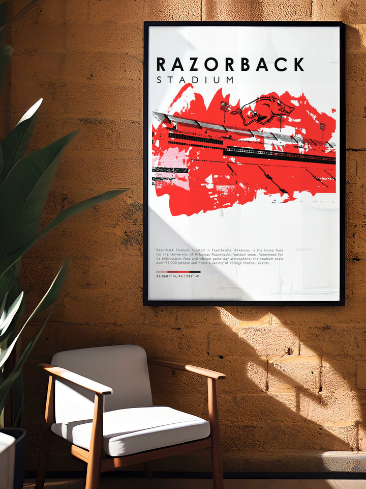 Vibrant Razorbacks art showcasing the spirit of Arkansas football at Razorback Stadium perfect for college students and fans looking to enhance their space with team pride and energy